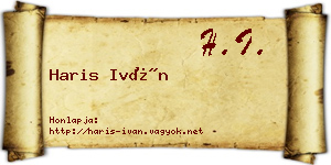 Haris Iván névjegykártya