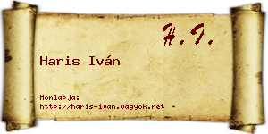 Haris Iván névjegykártya